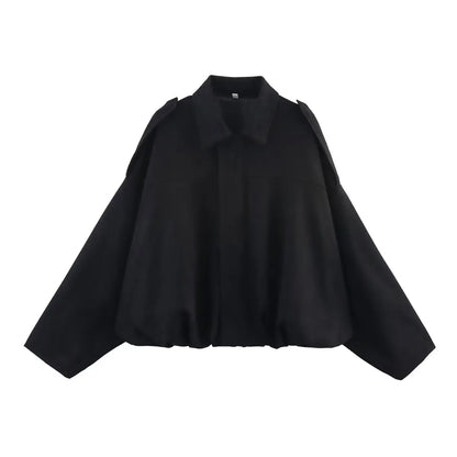 Oversized Balloon Fit Cropped Jacket Lightweight Structured