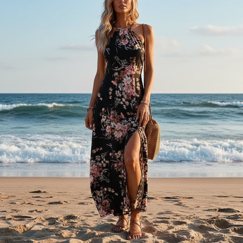 Glamouröses Maxikleid mit Carmenausschnitt für Strandpartys und Resortmode