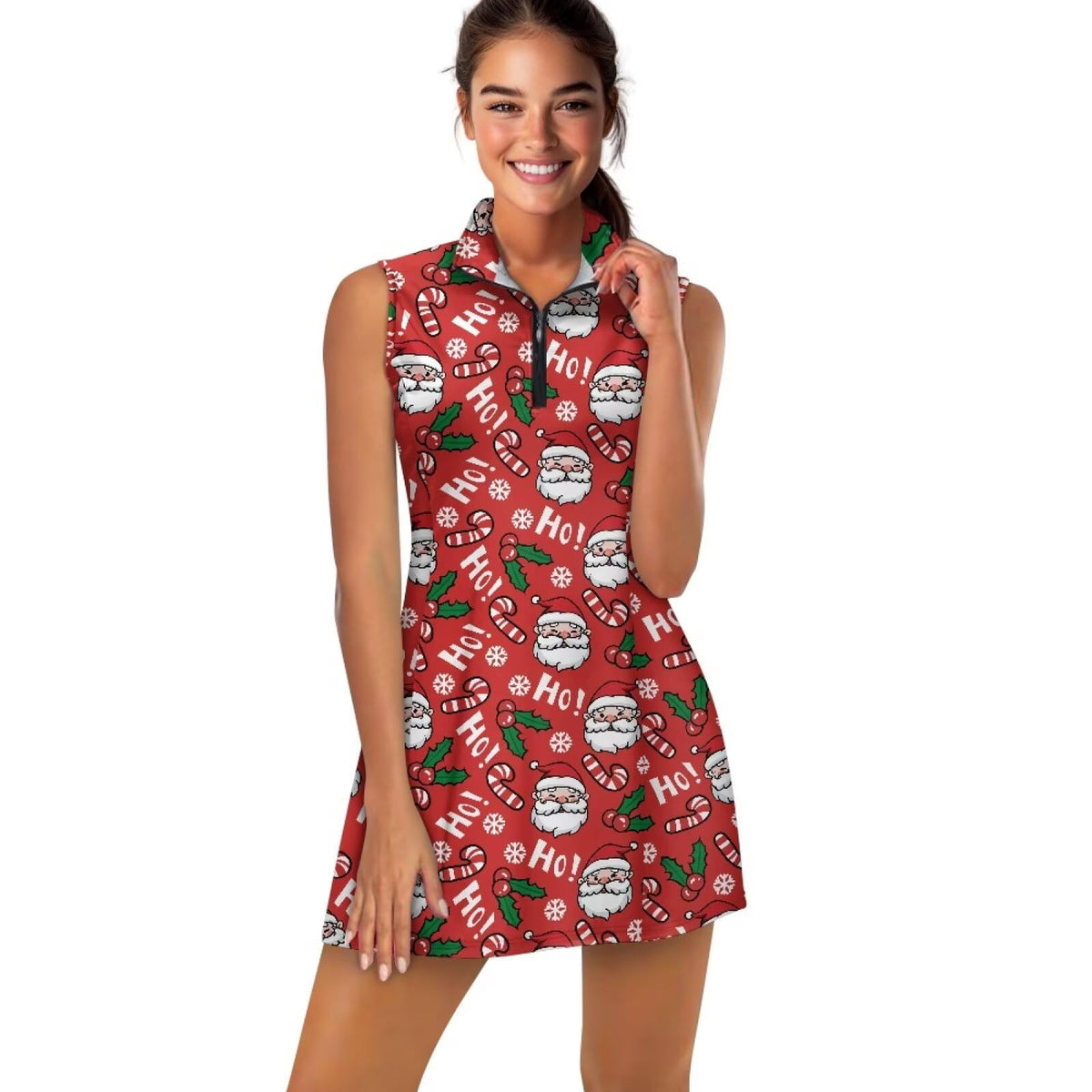 Damen Tennis-Golfkleid mit Shorts und Reißverschlusstaschen