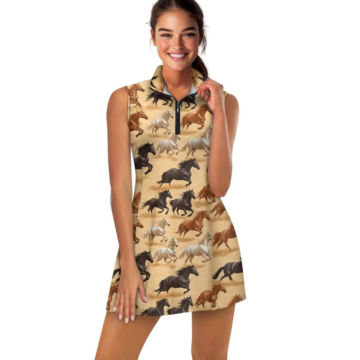 Damen Tennis-Golfkleid mit Shorts und Reißverschlusstaschen