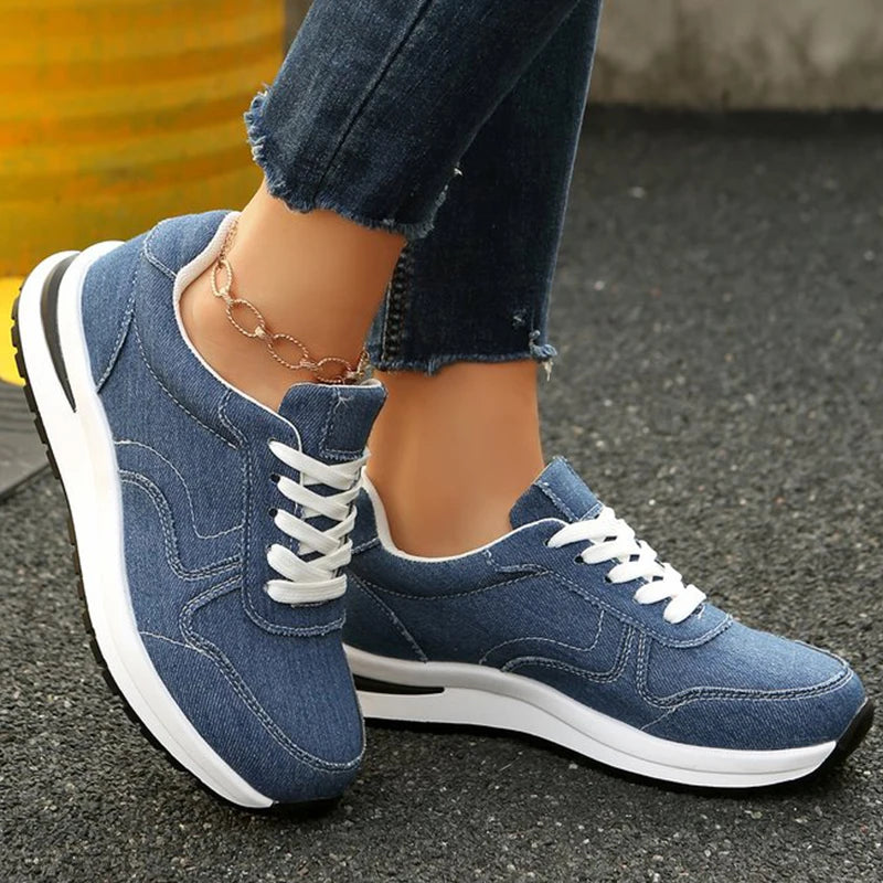 Plateau Denim Schnürsneaker