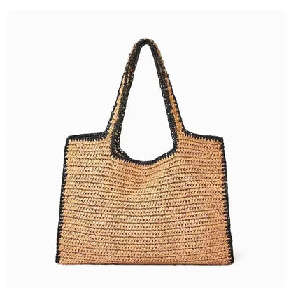 Stilvolle Luxus-Strandtasche aus geflochenem Stroh für Damen mit großem Fassungsvermögen