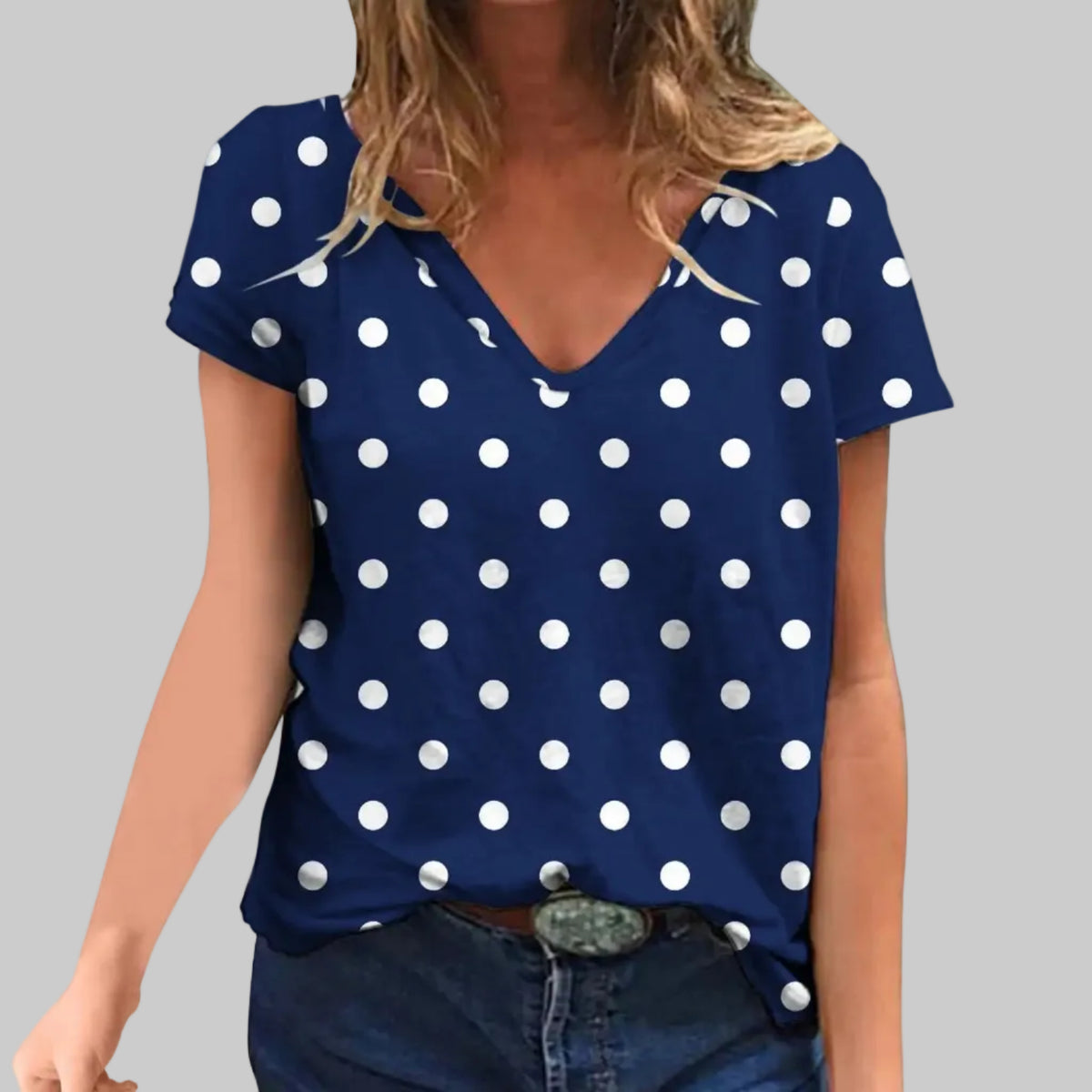 Modernes Polka-Dot-T-Shirt mit kurzen Ärmeln für den täglichen Komfort