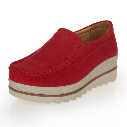 Platform Suede Slip On Loafers