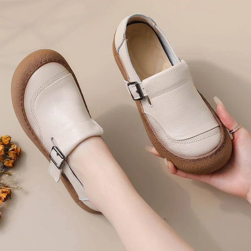 Premium Lederriemen Schlupfschuhe mit Schnalle