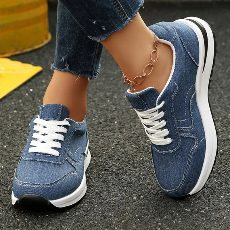 Plateau Denim Schnürsneaker