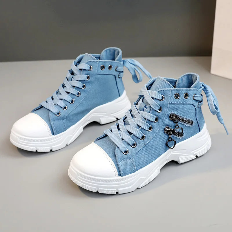 Hohe Plateau Denim Sneaker