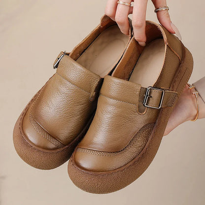 Premium Leather Buckle Strap Slip On Shoes