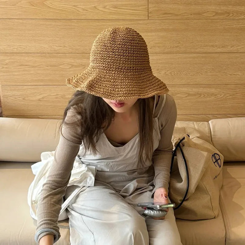 Elegant Classic Straw Sun Hat for Outdoor Travel and Leisure