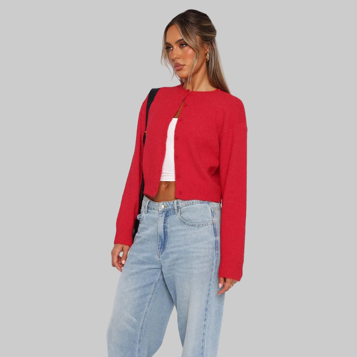 Premium Strick-Cardigan mit lässiger gerader Silhouette