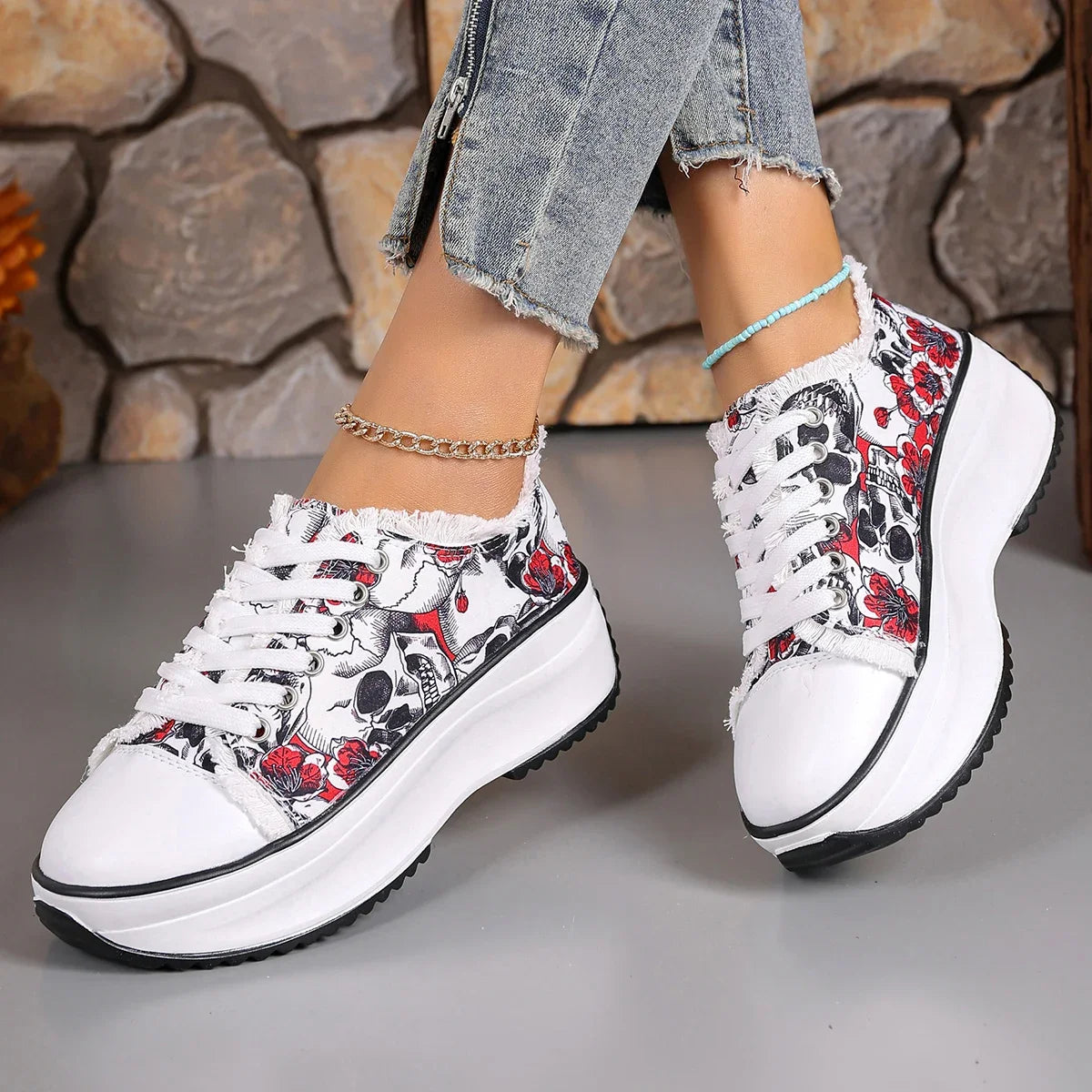 Elegante Blumenmuster Sneaker