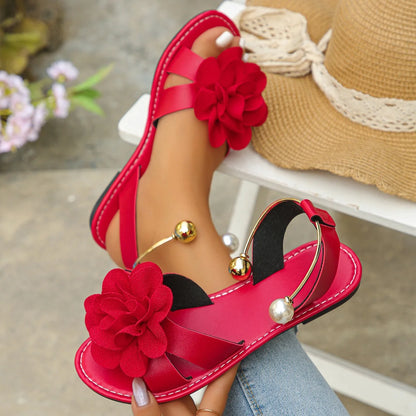 Elegante Perlen-Blumen Sandalen