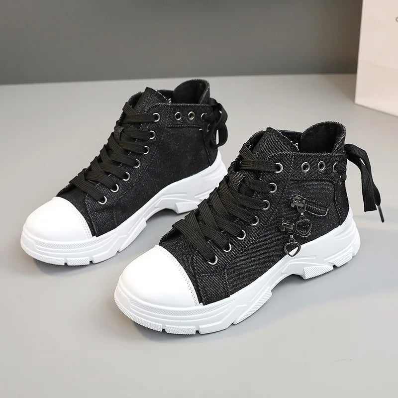 Hohe Plateau Denim Sneaker