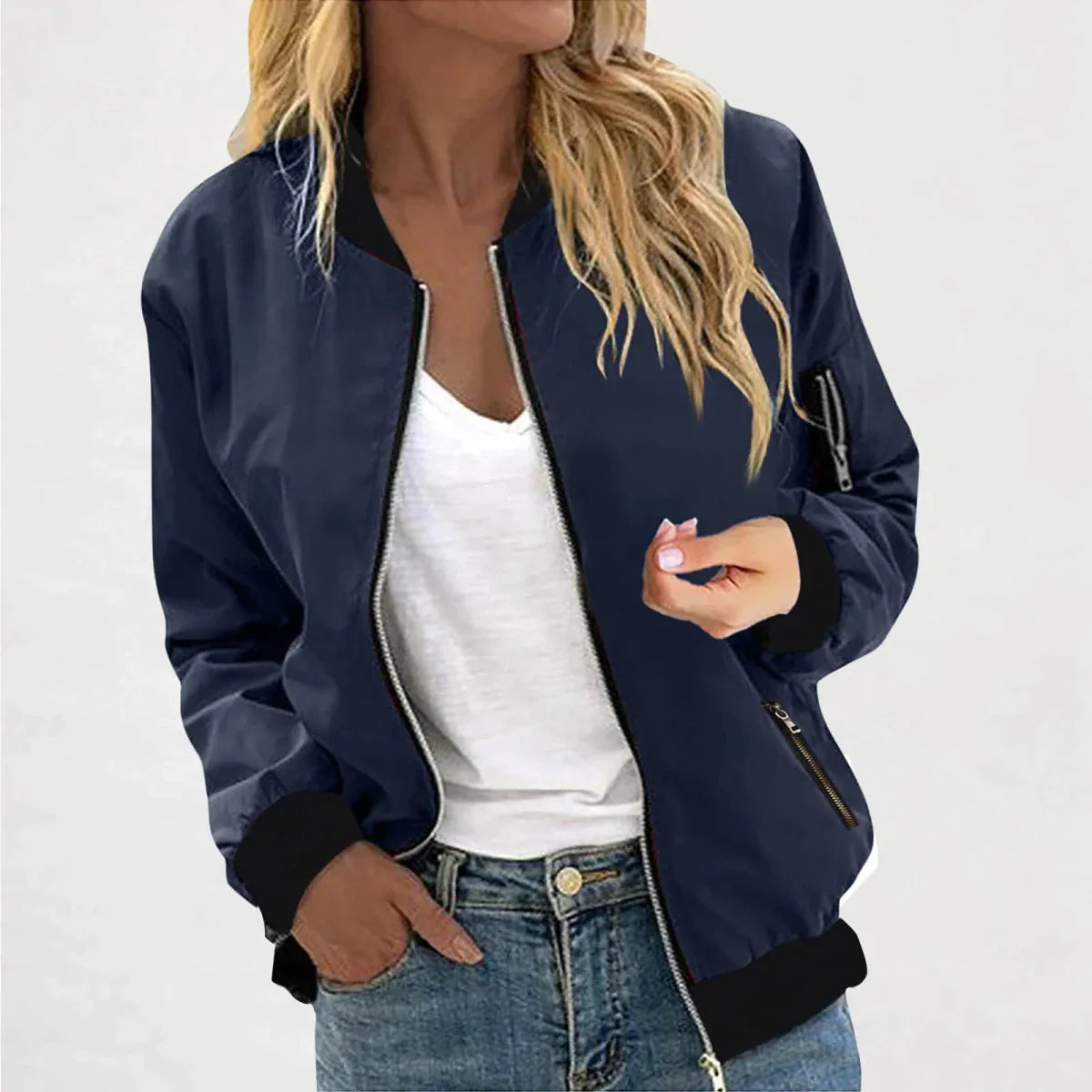 Lightweight Zip Up Slim Fit Bomber Jacket