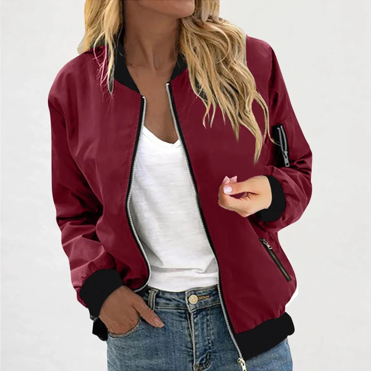 Lightweight Zip Up Slim Fit Bomber Jacket