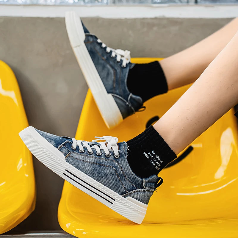 Koreanische Denim Niedrige Sneaker