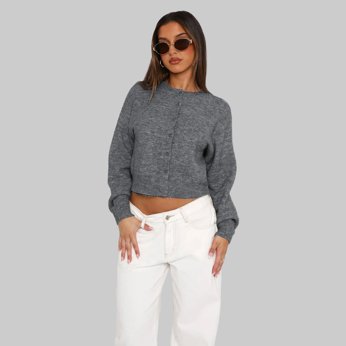 Premium Strick-Cardigan mit lässiger gerader Silhouette