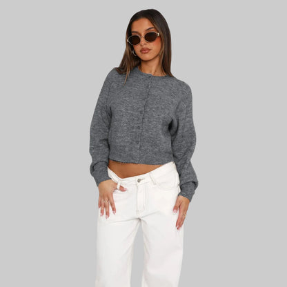 Premium Solid Knit Cardigan with Casual Straight Silhouette