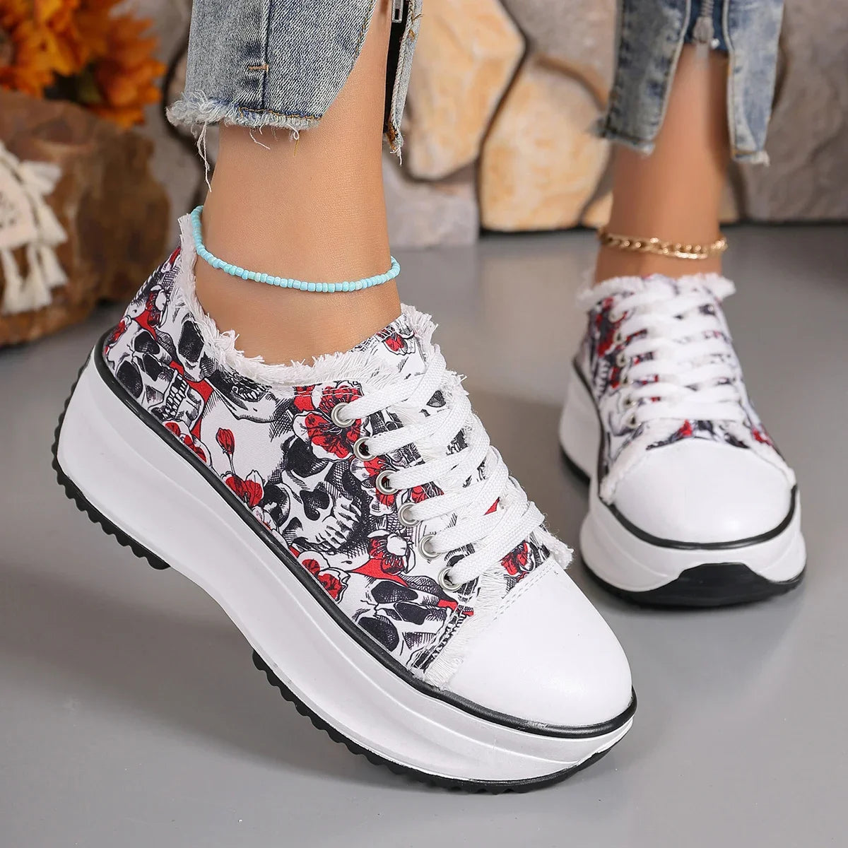 Elegante Blumenmuster Sneaker