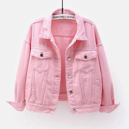 Women Oversized Classic Denim Jacket Relaxed Fit
