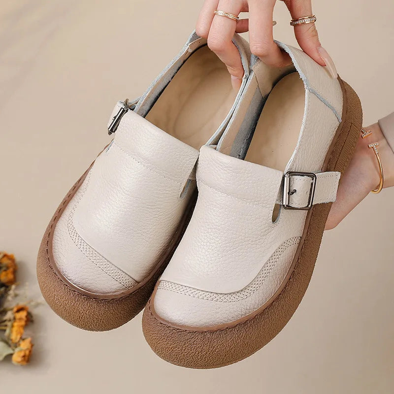 Premium Lederriemen Schlupfschuhe mit Schnalle