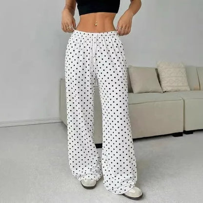 Elegant Loose Fit Polka Dot Pants for Comfortable Chic Looks