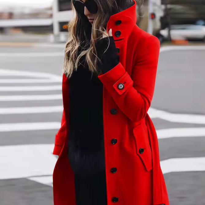 Sophisticated High Collar Trench Coat for Refined Seasonal Elegance