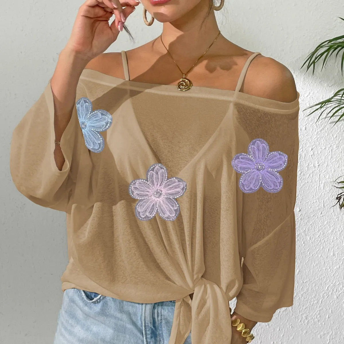 Elegante dünne einfarbige Überwurf für windige Strandtage