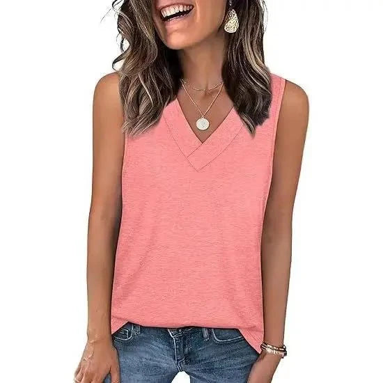 Sleeveless V Neck Casual Top