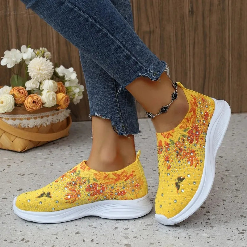 Blumenmuster Strick-Sneaker