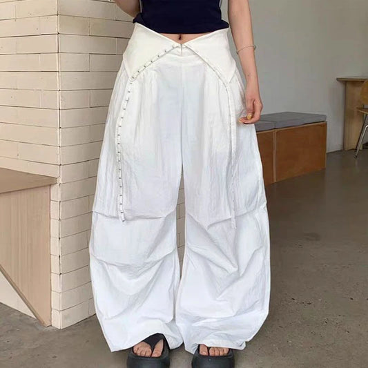 Pantalones casuales tipo paracaídas de pierna ancha