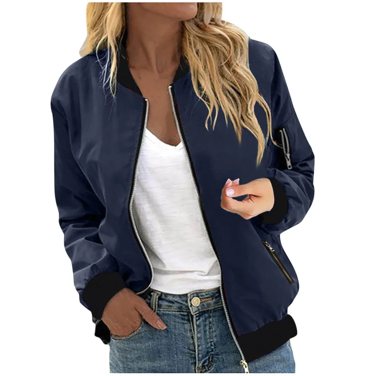 Lightweight Zip Up Slim Fit Bomber Jacket