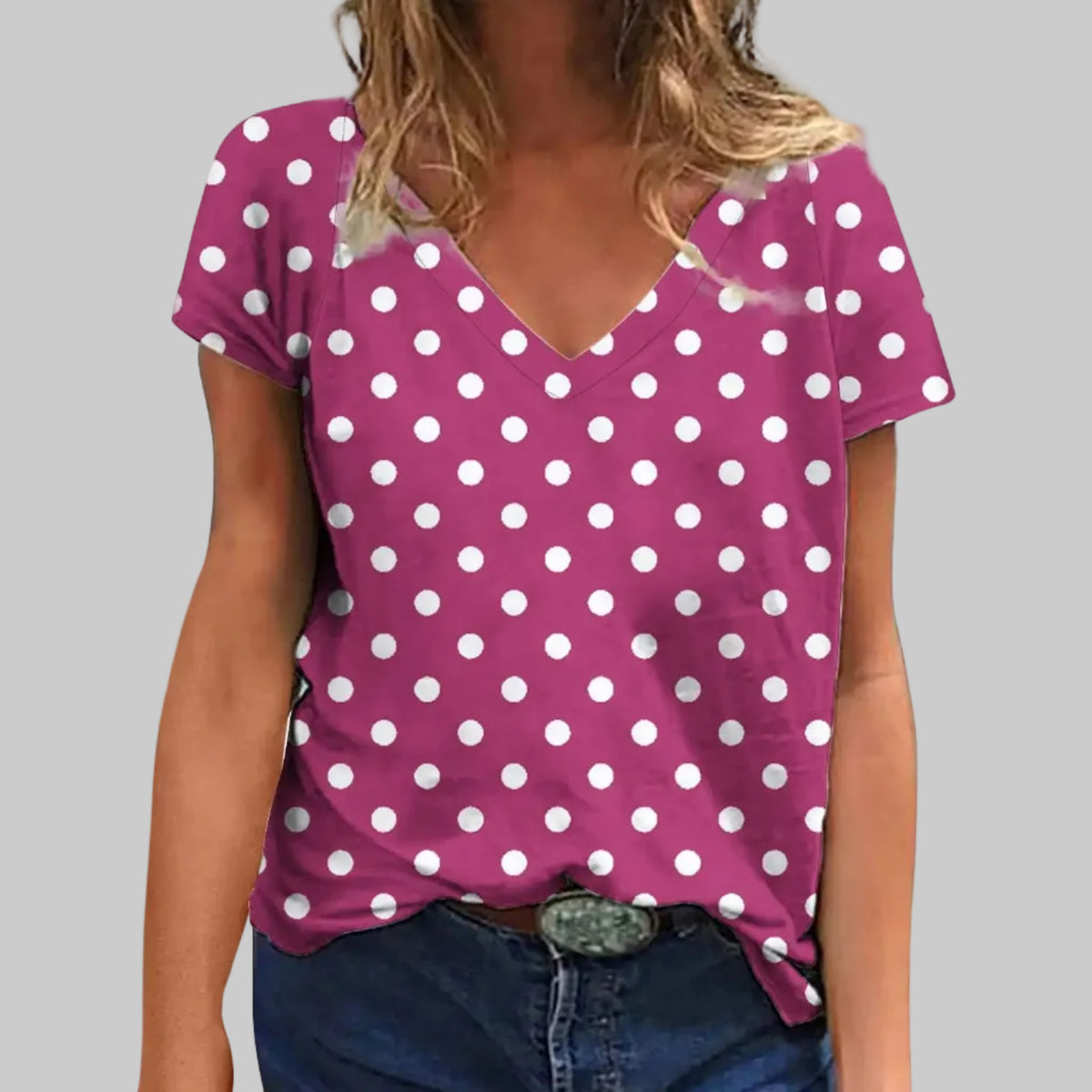 Modernes Polka-Dot-T-Shirt mit kurzen Ärmeln für den täglichen Komfort