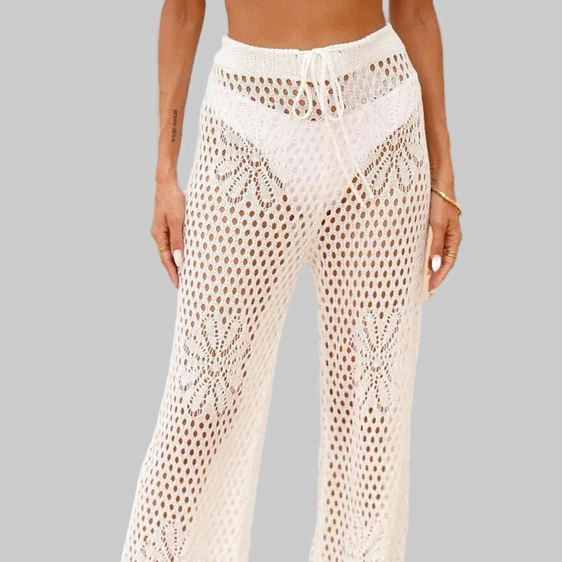 Stylische Damen-Transparente Hosen mit weitem Bein für den Strandurlaub