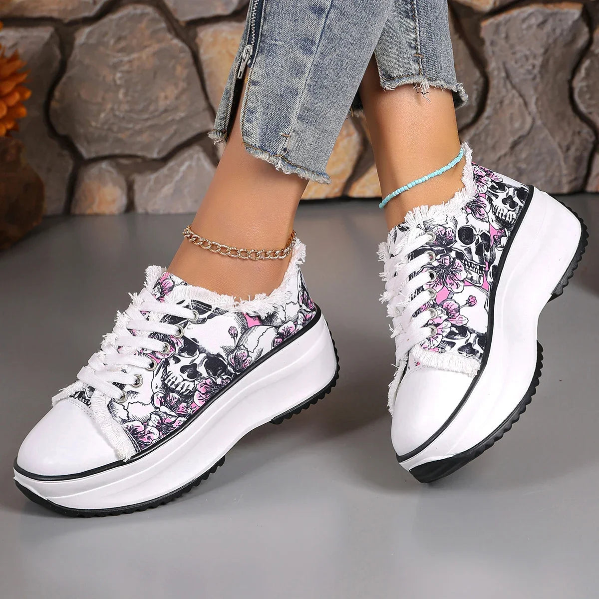Elegante Blumenmuster Sneaker