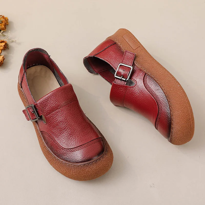 Premium Leather Buckle Strap Slip On Shoes