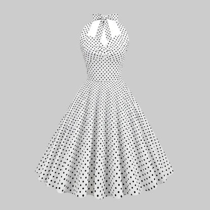 Elegantes Kleid mit hohem Bund und Polka-Dots für zeitlosen femininen Stil