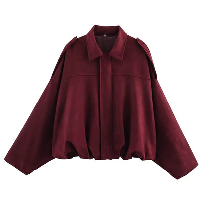 Oversized Balloon Fit Cropped Jacket Lightweight Structured