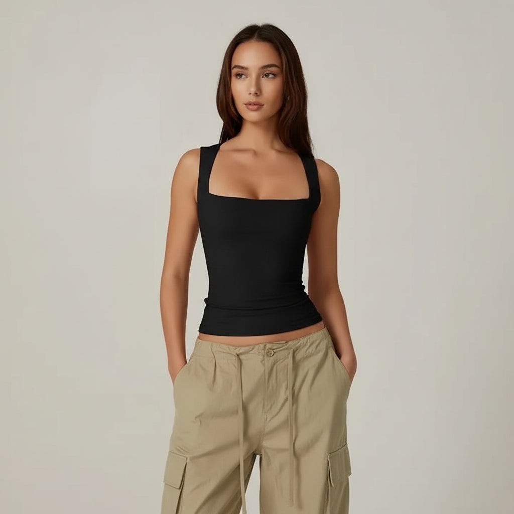 Elegantes ärmelloses Tanktop mit doppelter Lage für eine glatte, bequeme Passform
