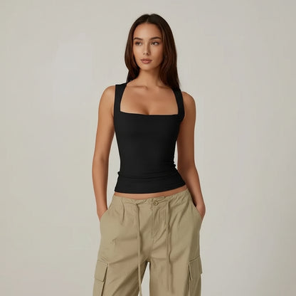 Graceful Double Layer Sleeveless Tank Top for Smooth Comfortable Fit