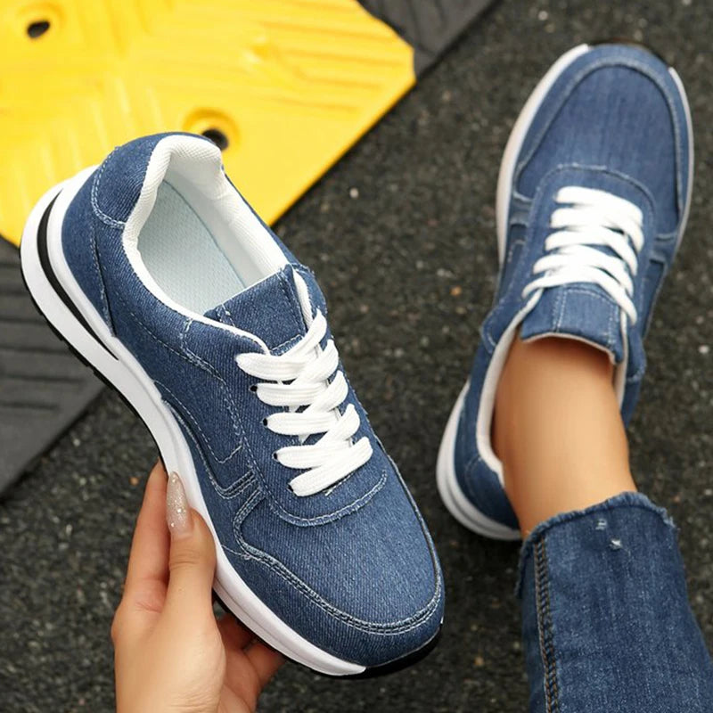 Plateau Denim Schnürsneaker