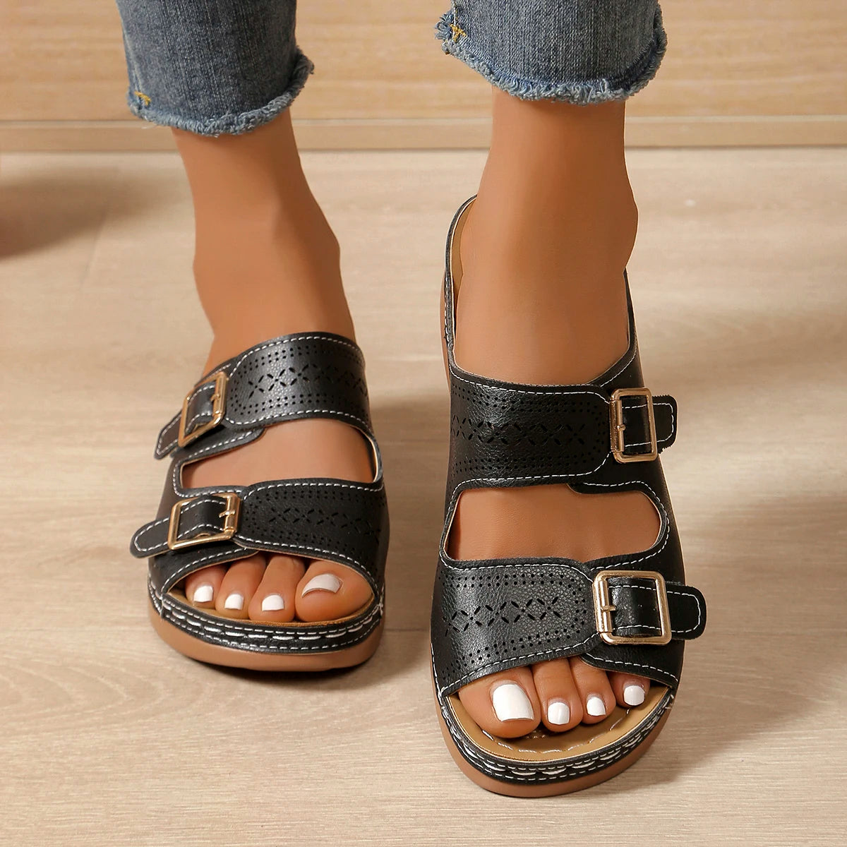 Adjustable Double Strap Comfort Sandals