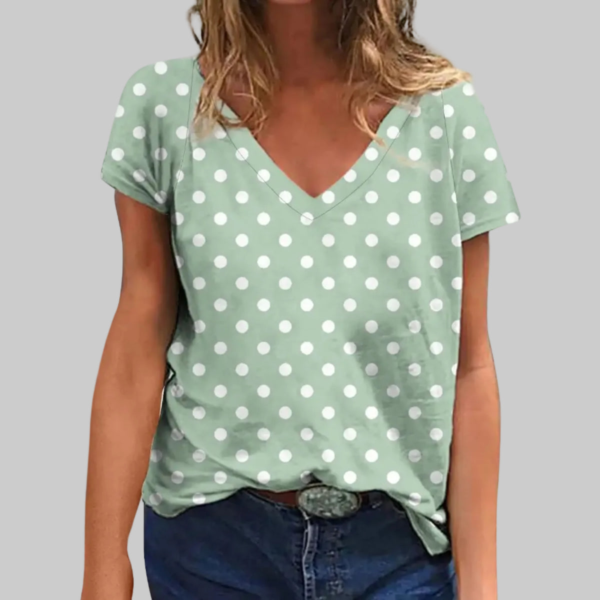 Modernes Polka-Dot-T-Shirt mit kurzen Ärmeln für den täglichen Komfort