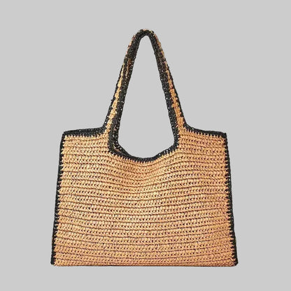 Stilvolle Luxus-Strandtasche aus geflochenem Stroh für Damen mit großem Fassungsvermögen