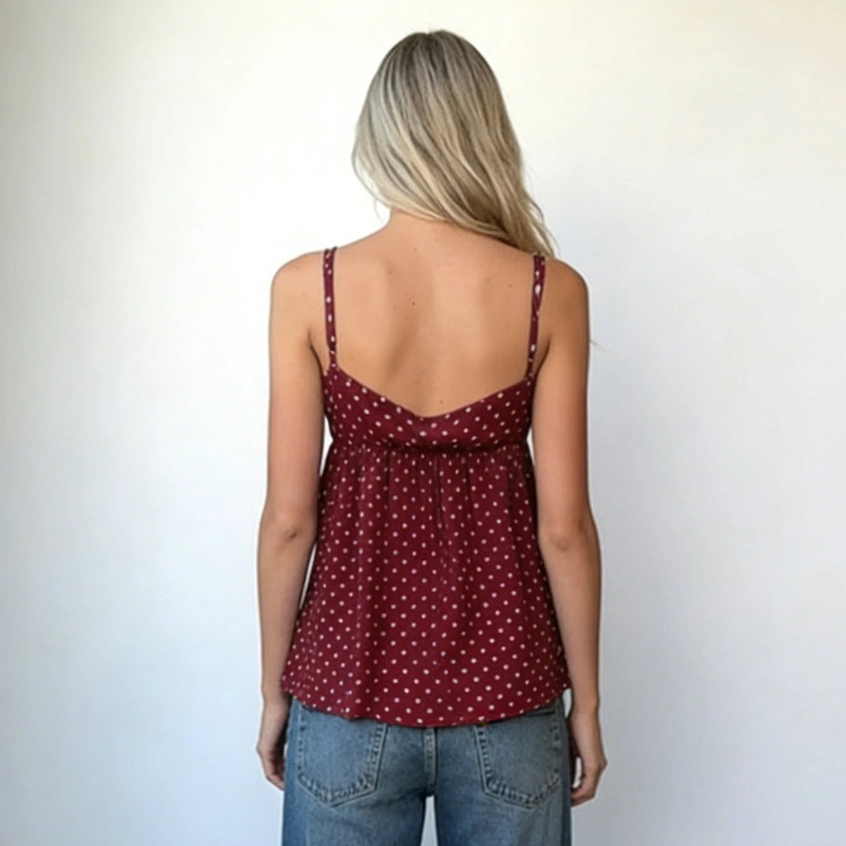 Elegantes gepunktetes Camisole mit sexy rückenfreiem Design