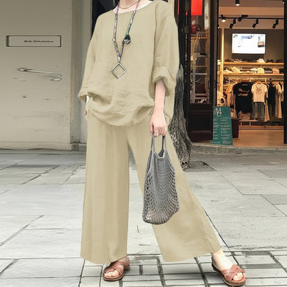 Chic Spring Linen Casual Suit Set for Relaxed Seasonal Style