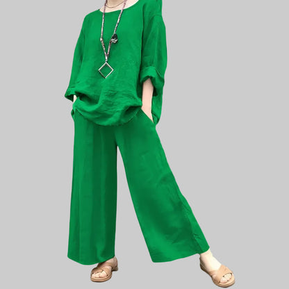 Chic Spring Linen Casual Suit Set for Relaxed Seasonal Style