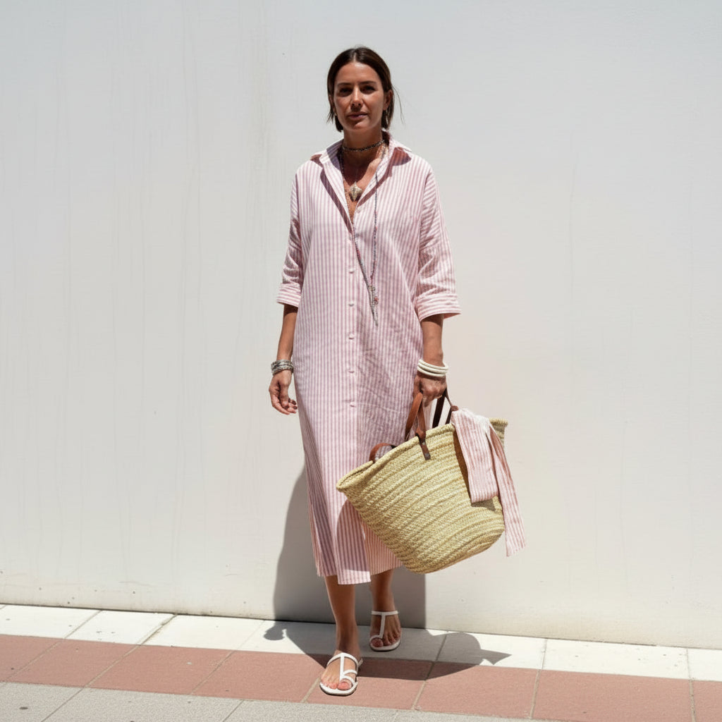 Classic Striped Shirt Dress for Relaxed Summer Chic Style
