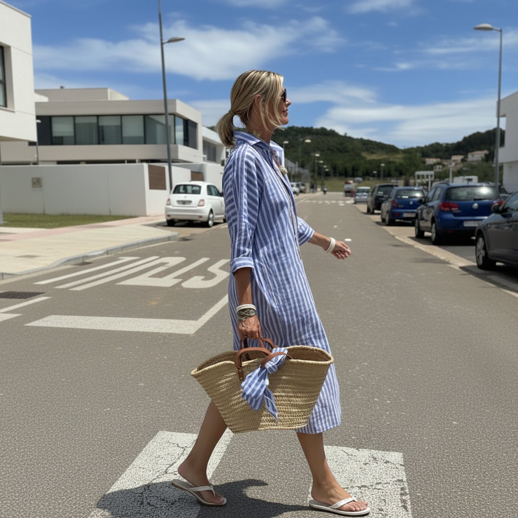 Classic Striped Shirt Dress for Relaxed Summer Chic Style