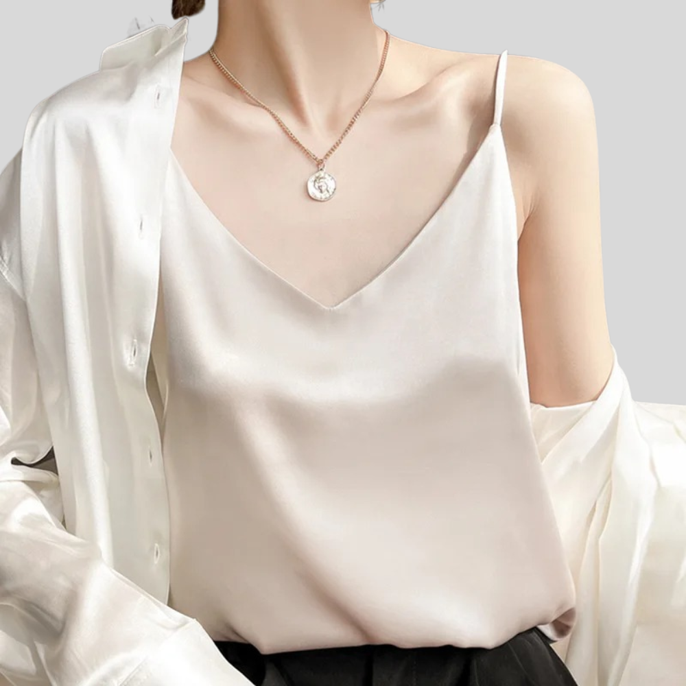 V Neck Cami Top Adjustable Strap Sleeveless
